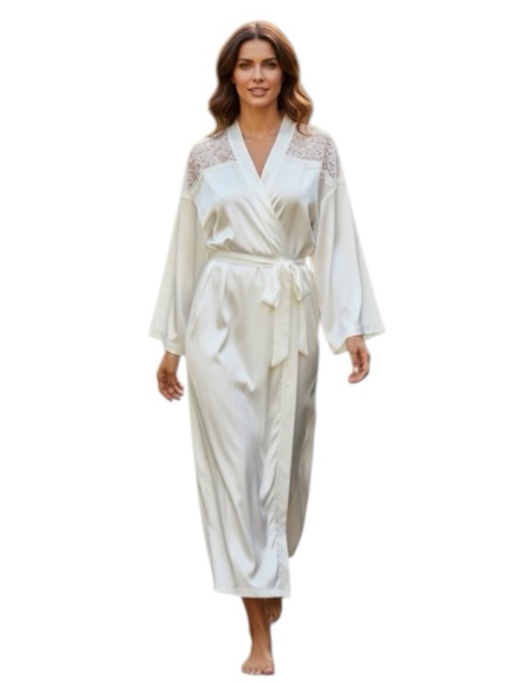 VERSAILLES Off White Long Dressing Gown
Flowy Luxurious Kimono Sz L
